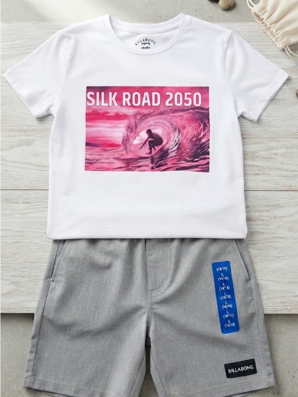 Billabong Kids White Tee with Pink Surf Graphic
